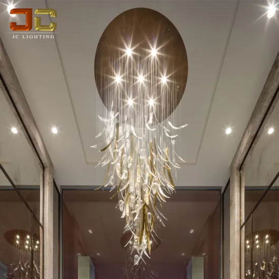 JC CUSTOM LIGHTING Modern Luxury Crystal Glass Chandelier for Hotel Staircase