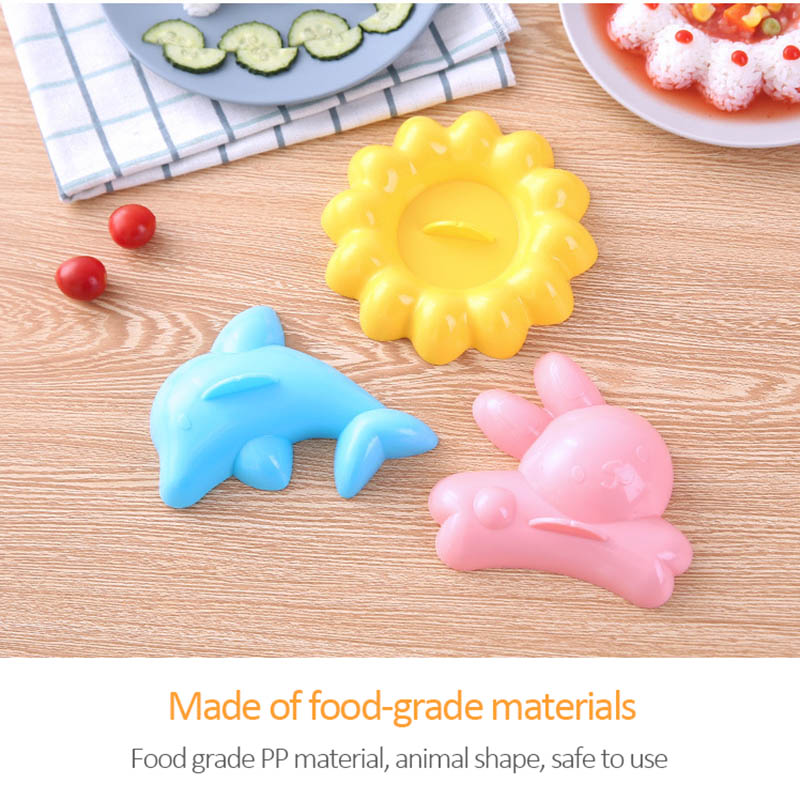 4 Pcs Kids Lunch Bento Mold DIY Mold Tool Cute 3D Cartoon Animal Sushi Maker Rice Kitchen Accessories