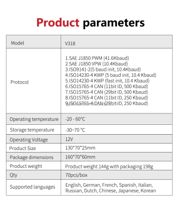 V318 Auto Diagnostic Tool Scanner - Universal Auto Scanner Diagnostic Tool