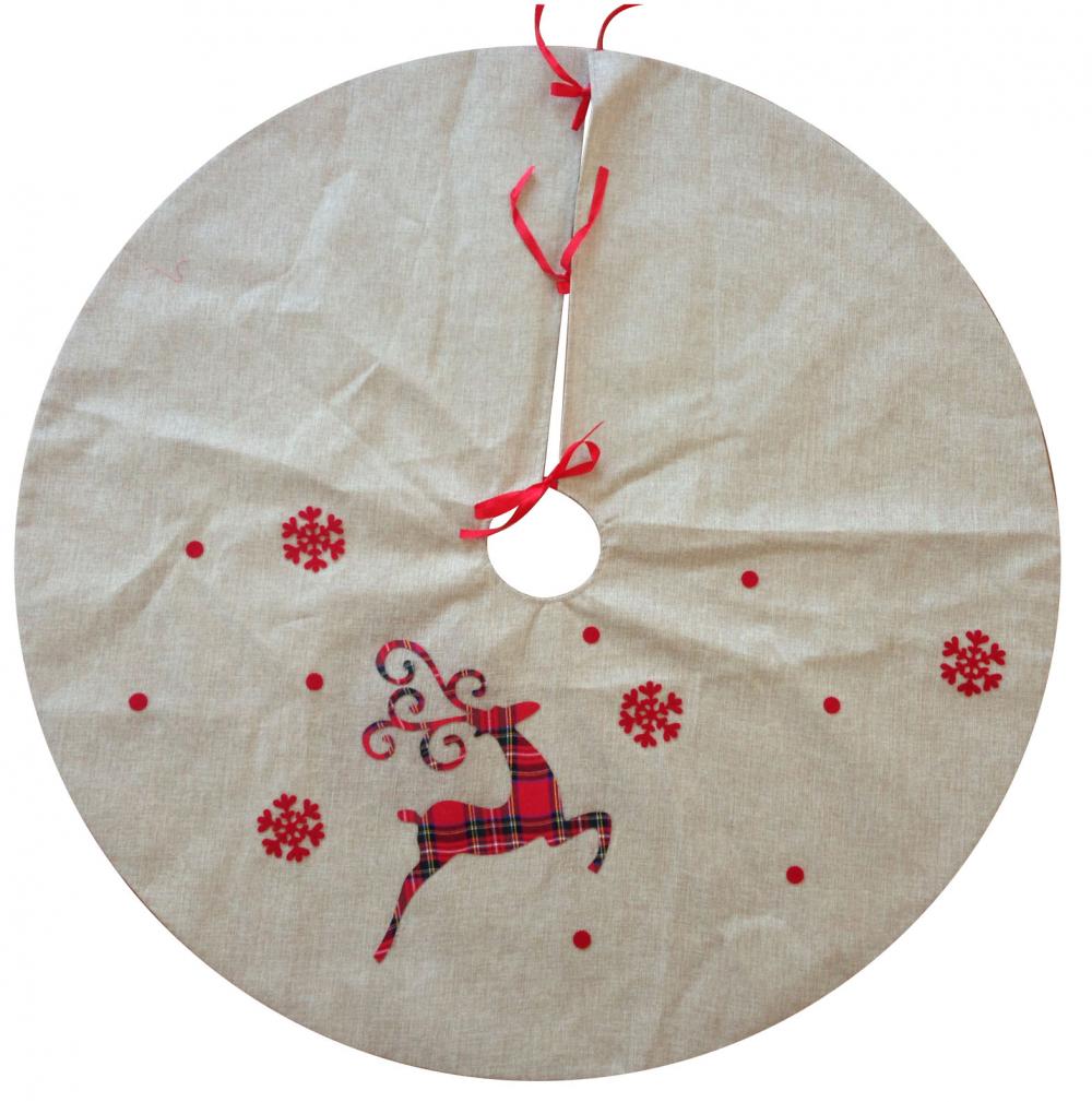 Burlap Christmas Reindeer Pattern Tree Skirt