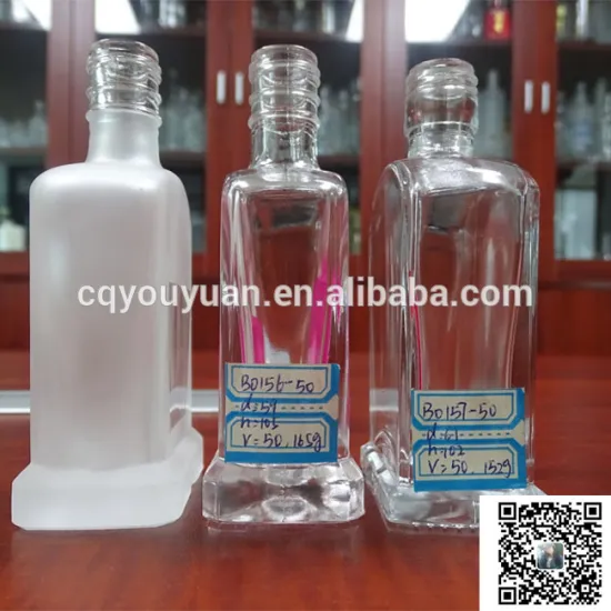 Food Grade Square Transparent Glass Liquor Bottles 50 ml