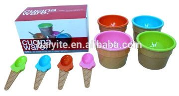 factory directly sell double wall plastic ice cream cup set