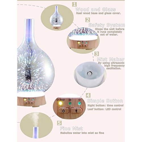 2018 3D Glass Aromatherapy Ultrasonic Aroma Diffuser 100ml