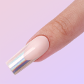 Holographic french long coffin nude false nails kit