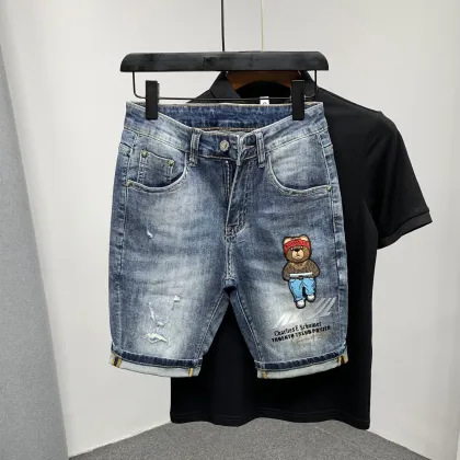 Cool Stylish Wrinkle-Resistant Slim Destroyed Denim Shorts for Men