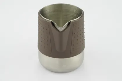 350ml Brown Silicone Insulated Hand-Held Stainless Steel Milk Foam Cup