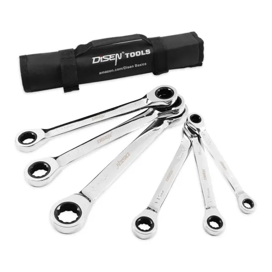 72-Tooth Double Box End Ratchet Wrench Set 8mm-19mm Chrome Vanadium Steel