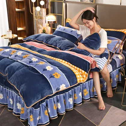 Beautiful Printed 3D Decorative stock bed skirt set