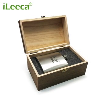 Whiskey Flask Gift Set with Mirror Finishing and Wooden Box