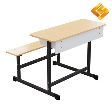 Двойная студенческая парта из черной стали и дерева