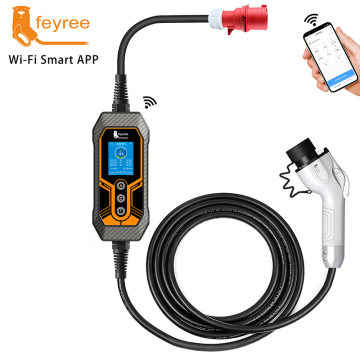 Feyree 11KW 16A Electric Vehicle Charging Station with 5M Cables and OCPP Compatibility, Includes App Functionality