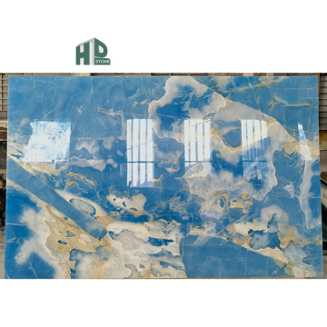 Blue Onyx Marmor Poliertes Plattenpreis für Hintergrundwand