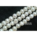 7~8mm White Fresh Water Pearl Round Potato Beads Good Quality