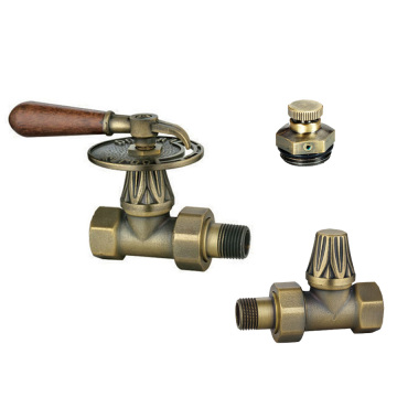 Home Use Straight Heating Valve with Wood Control Handle and Air Vent
