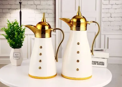 Arabic Style Luxury Metal Thermal Tea Pot - Golden Vacuum Thermos Kettle