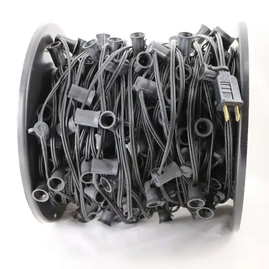 1000FT Black Christmas String Lighting Spool - SPT-1 C9 E17 Sockets