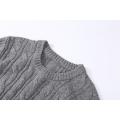 Herren Strickpullover mit Rundhalsausschnitt und Zopfmuster aus Acryl/Wolle