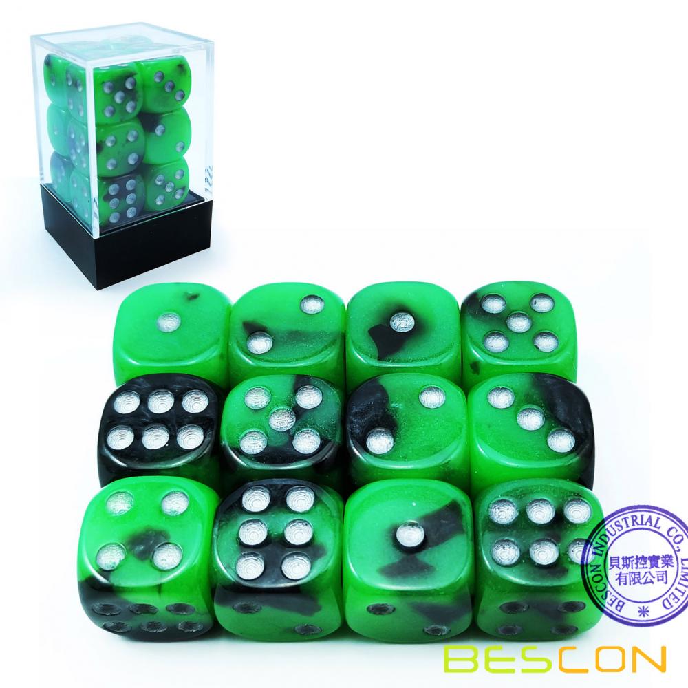 Two Tone Glowing Dice D6 16mm 6