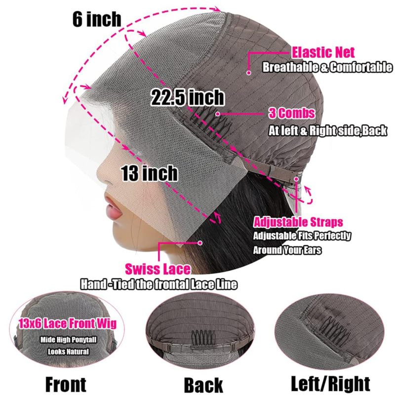 13x6 Lace Front Wigs Human Hair 180 Density HD Swiss Lace Body Wave Wig