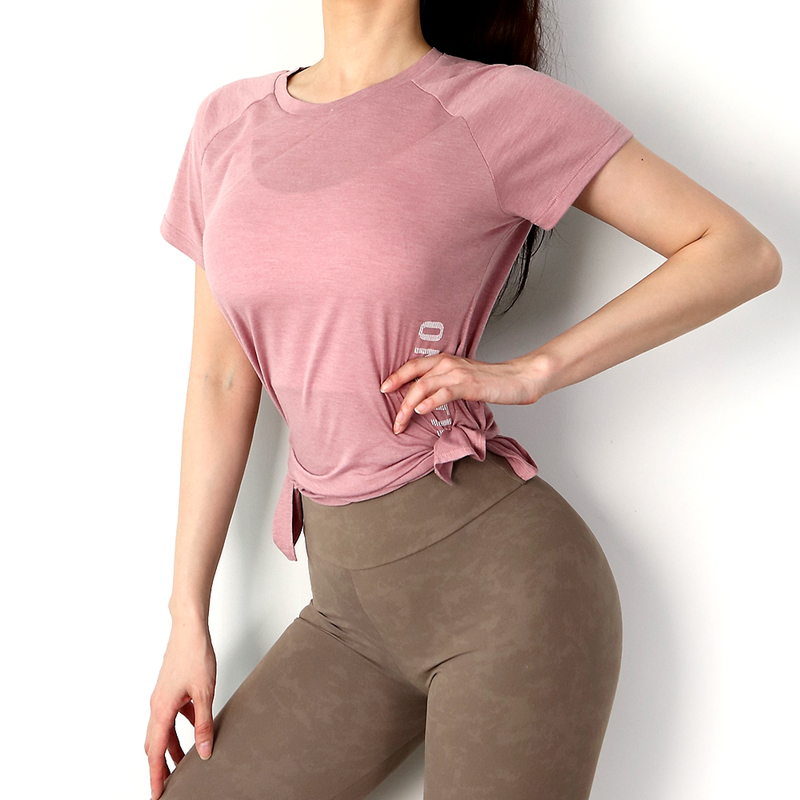 Loose Fit O-neck Yoga T-shirt Women Quick Dry Fitness Tops Workout Tee Running Dance Short-sleeved Gym Sport Shirts
