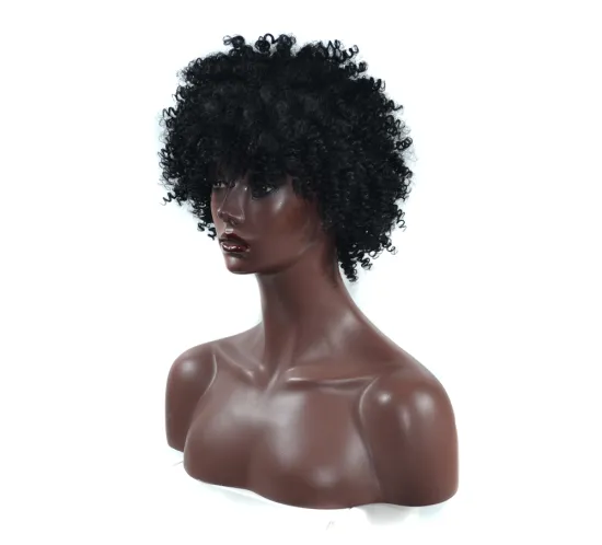AliLeader 6 Inch Black Color Afro Kinky Curly Wigs With Synthetic Hair