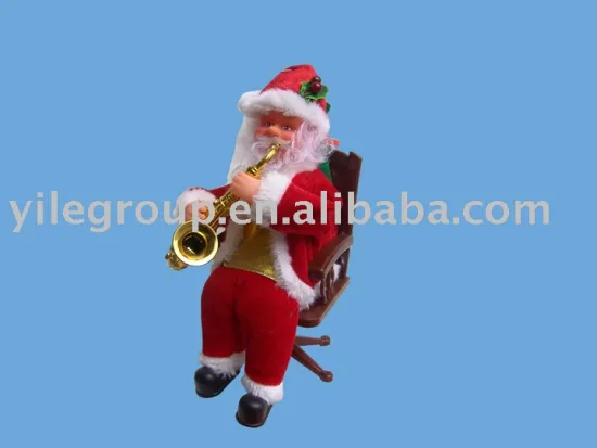 10"santa playing saxophone sit wheelchair/santa toys/electrical santa
