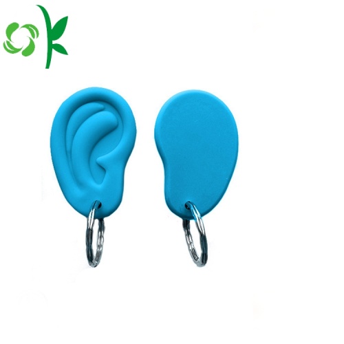 Desain Unik Debossed Ear shape Silicone Keyrings