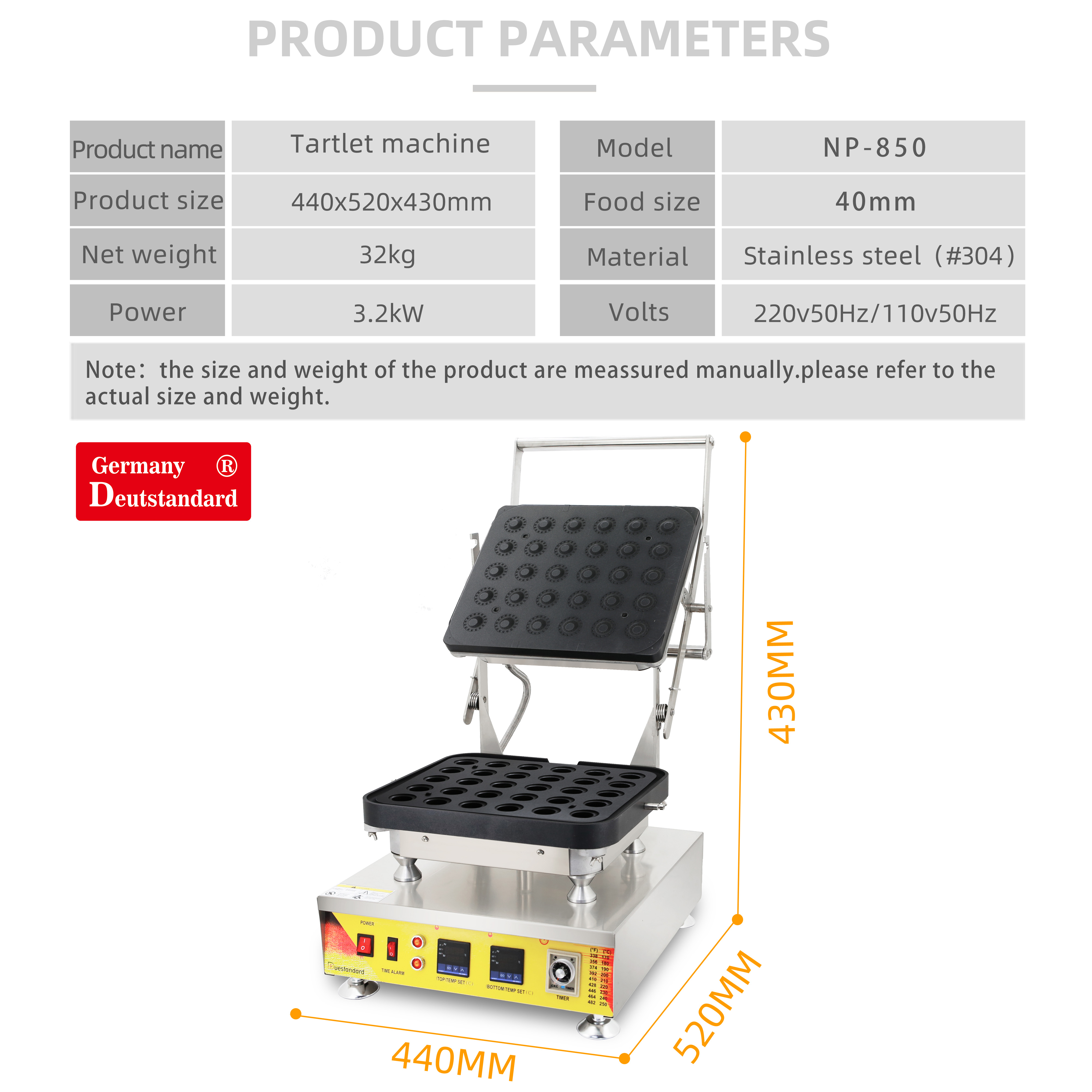 Manual egg tart shell machine for NP-850