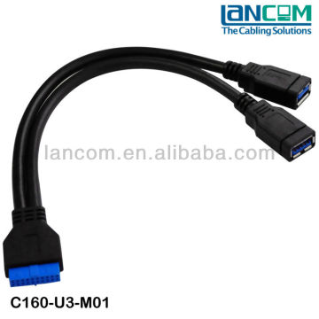 High Qualtiy Super Speed USB 3.0 Motherboard Cable IDE 20Pin to USB3.0 2xAF