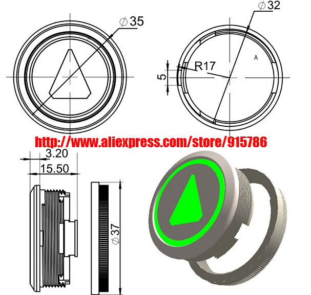 DC10-30V round stainless steel elevator buttons / Digital Arrow / KDS50 (KDS300) switch button