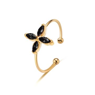 China Light Luxury Four-Leaf Clover Zircon Rings Supplier
