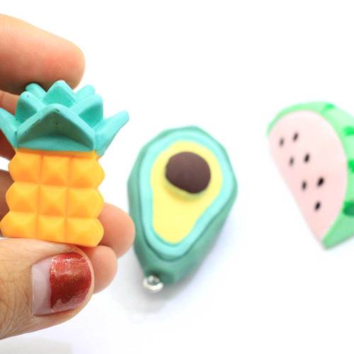 Hot sale Pineapple Watermelon Avocado Vegetable Shaped Cute Resin Cabochon Flat back Beads Handmade Craft Decor Beads