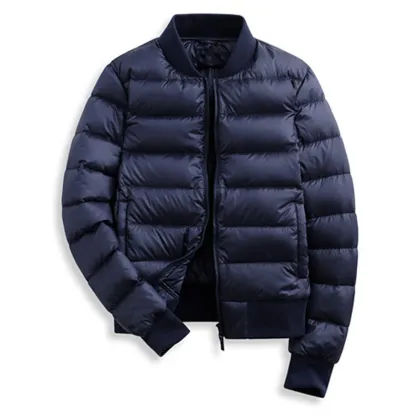 Black Puffer Ribbed Down Jacket Mens
