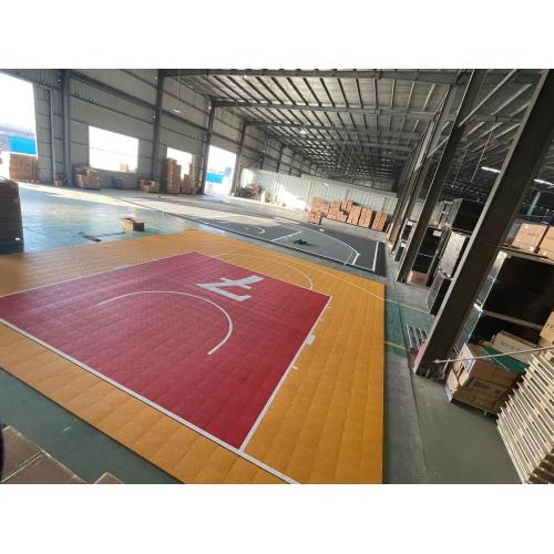 Piso e instalación de la cancha de baloncesto