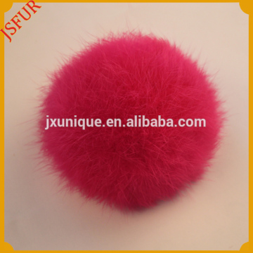 Fashion genuine colorful rabbit fur ball key chain custom real rabbit fur pom poms wholesale