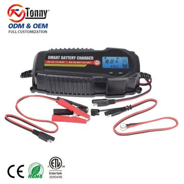 Fully Automatic 12V 24V 8A Pulse Repair Battery Charger with LCD Display - Intelligent Car Battery Charger UK Standard