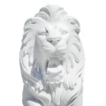 Elegant White Marble Lions Premium Garden Sculpture