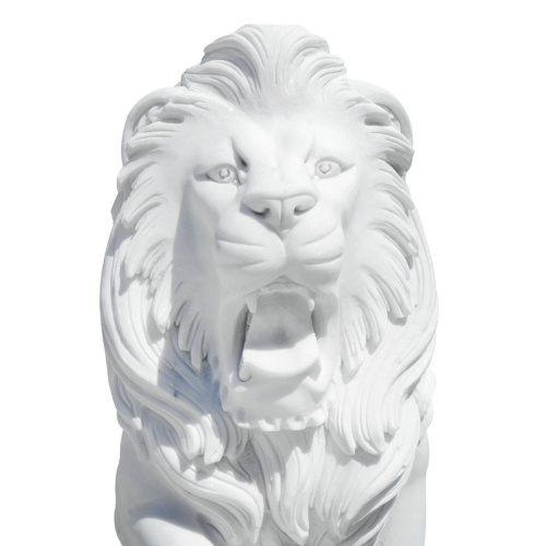 エレガントな白い大理石のライオンズプレミアムガーデンの彫刻