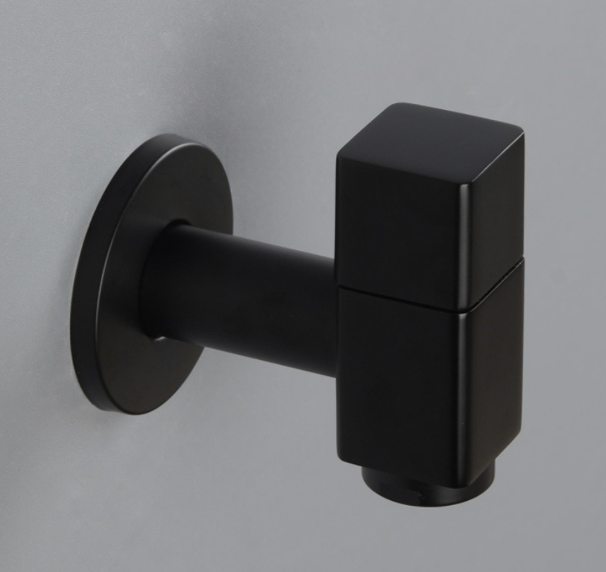 야외 정원 용 수도꼭지 탭 검게 황동 벽 마운트 욕실 코너 세탁기 수도꼭지 목욕 화장실 걸레 풀 도청