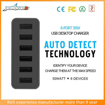 Hot 6-Port USB Portable Travel USB Charger Station with High Output 10A for Laptop