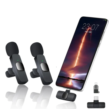 Portable Wireless Lavalier Microphone for Live Streaming and Mobile Phones with Noise Cancellation