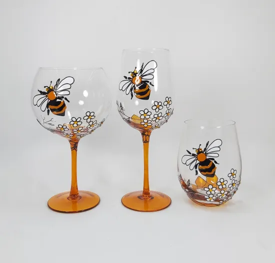 customized hand painting wine glass set