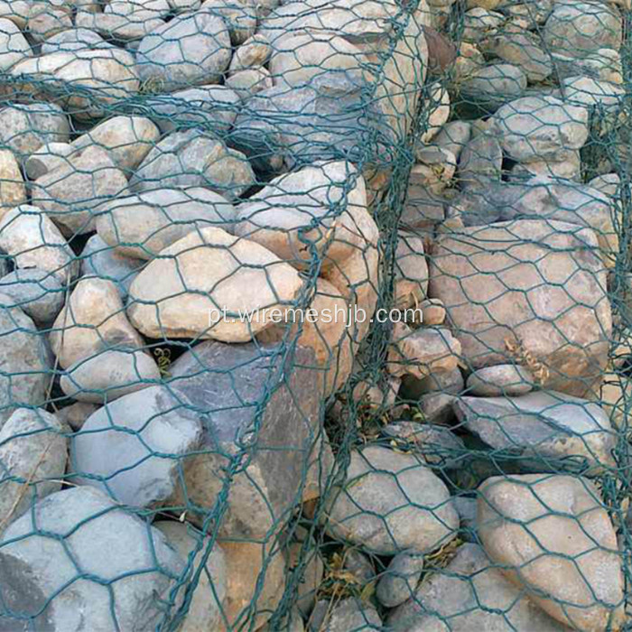 Tipo de malha de arame hexagonal revestido de cesta-vinil Gabião