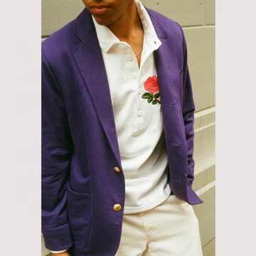 Purple Cotton Knit Slim Casual Sports Jacket