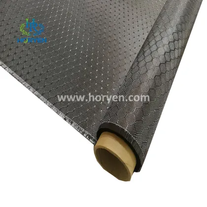 Lightweight blue red yellow carbon fibre aramid fabric