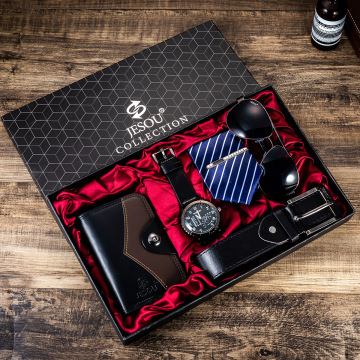 Classic Men's Gift Set: Watch, Belt, Tie, and Wallet - 6-Piece Combination