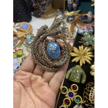 Vintage requintado retrô de três cabeças Snake Broche