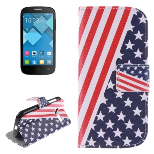 China Supplier wallet style leather phone cover for alcatel one touch pop c5