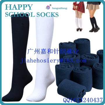 solid color students knee high socks cotton