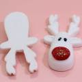 Cartoon Christmas Reindeer Head Resin Cabochons Flatback Animal For Children Hairpin Rubber String Or Pencil-box Accessories